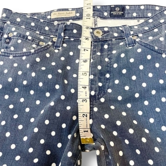 AG Adriano Goldschmied Polka Dot Jeans | Stevie Ankle Slim Straight Leg | Sz 29R - Picture 10 of 15